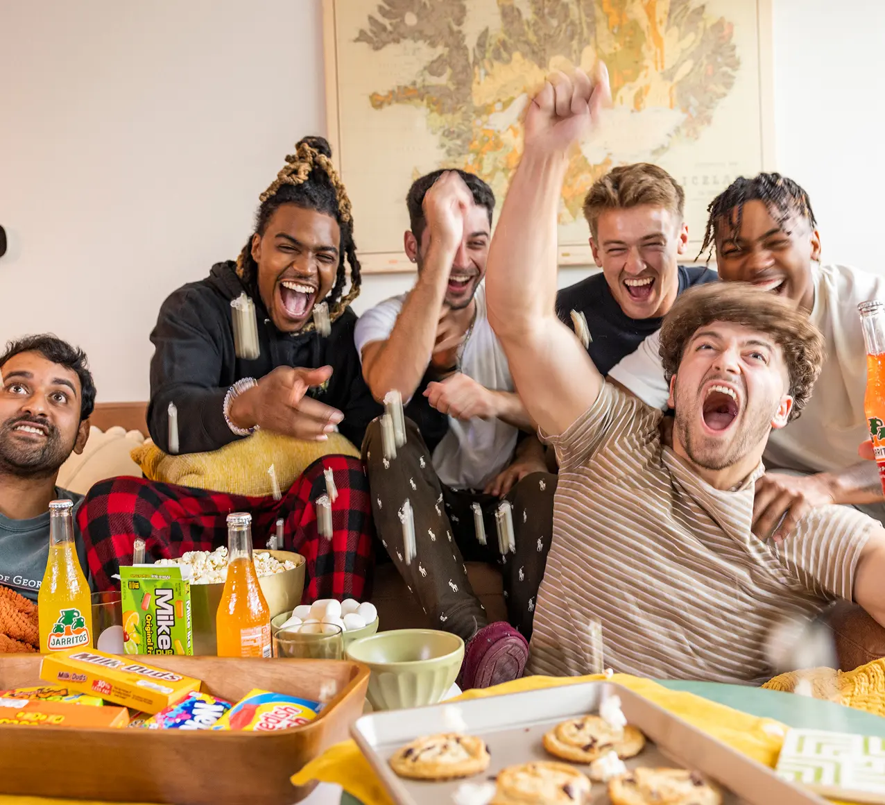 group of cheering young adults