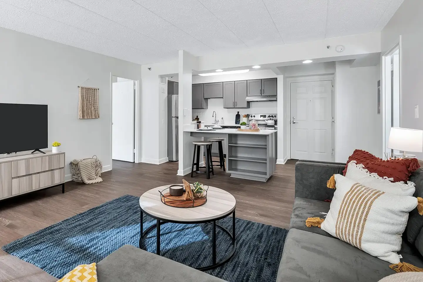 fully furnished apartment living area