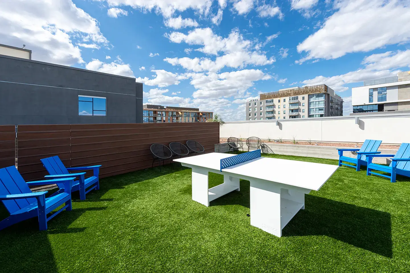 Rooftop deck with ping pong table